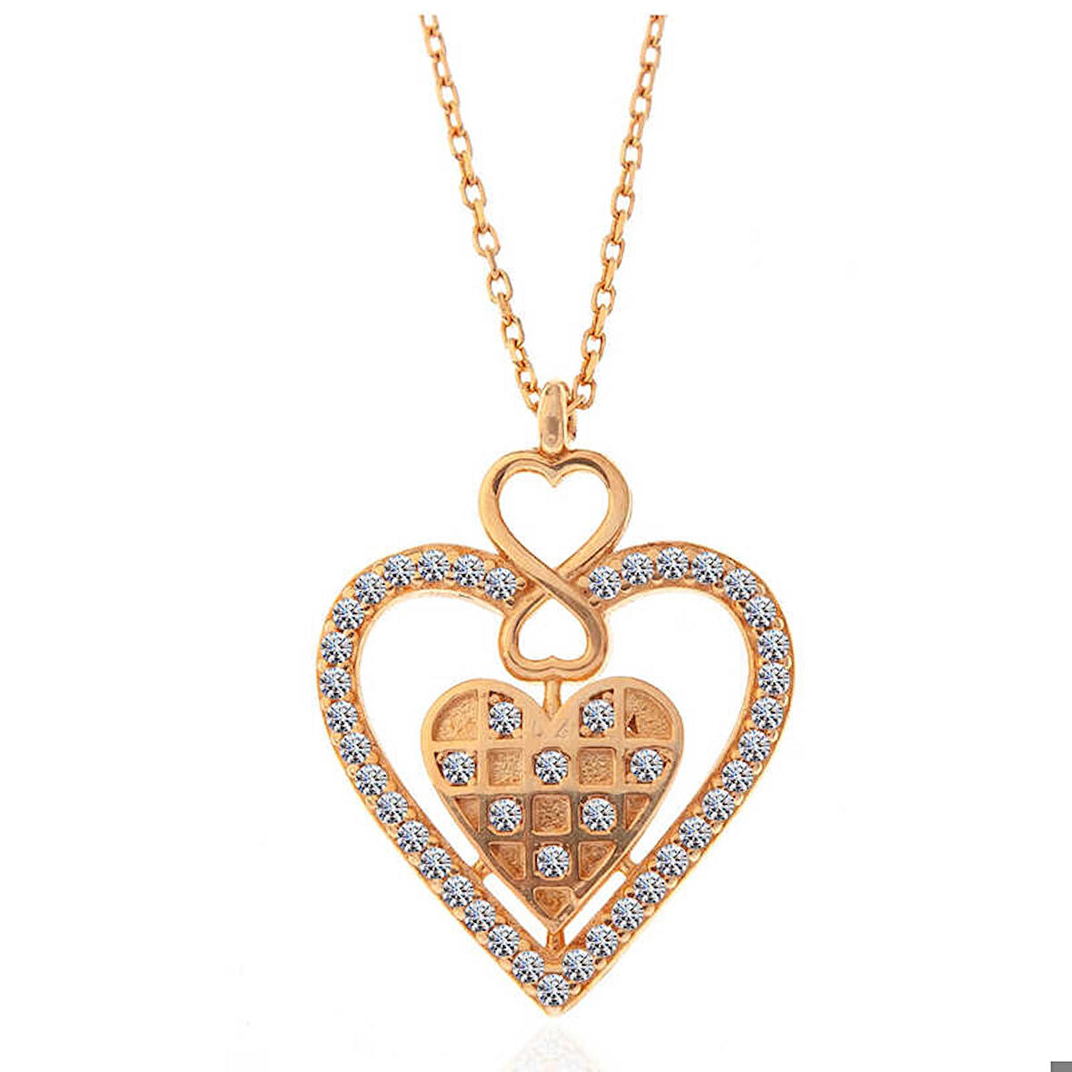 Gümüş Rose Kalp Sonsuzluk Kadın Kolye