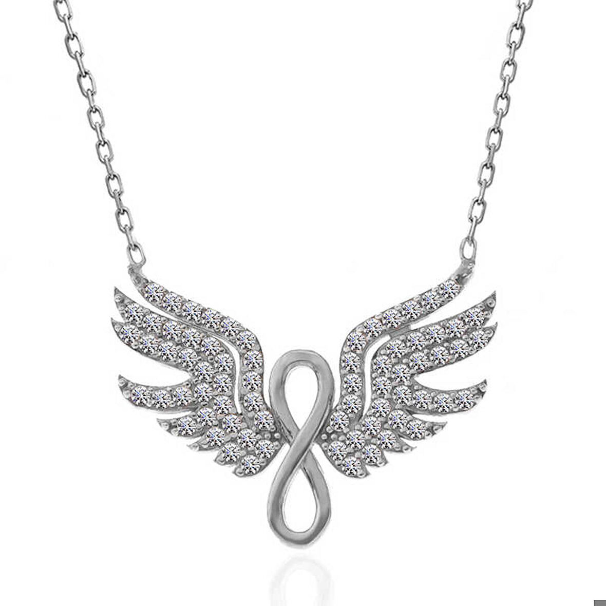 Gümüş Melek Kanadı Sonsuzluk Kadın Kolye
