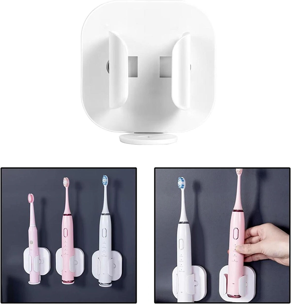 Microcase Yapışkanlı Duvara Monte Ayarlanabilir Şarjlı Diş Fırçası Tutucu Stand - BEYAZ AL4801