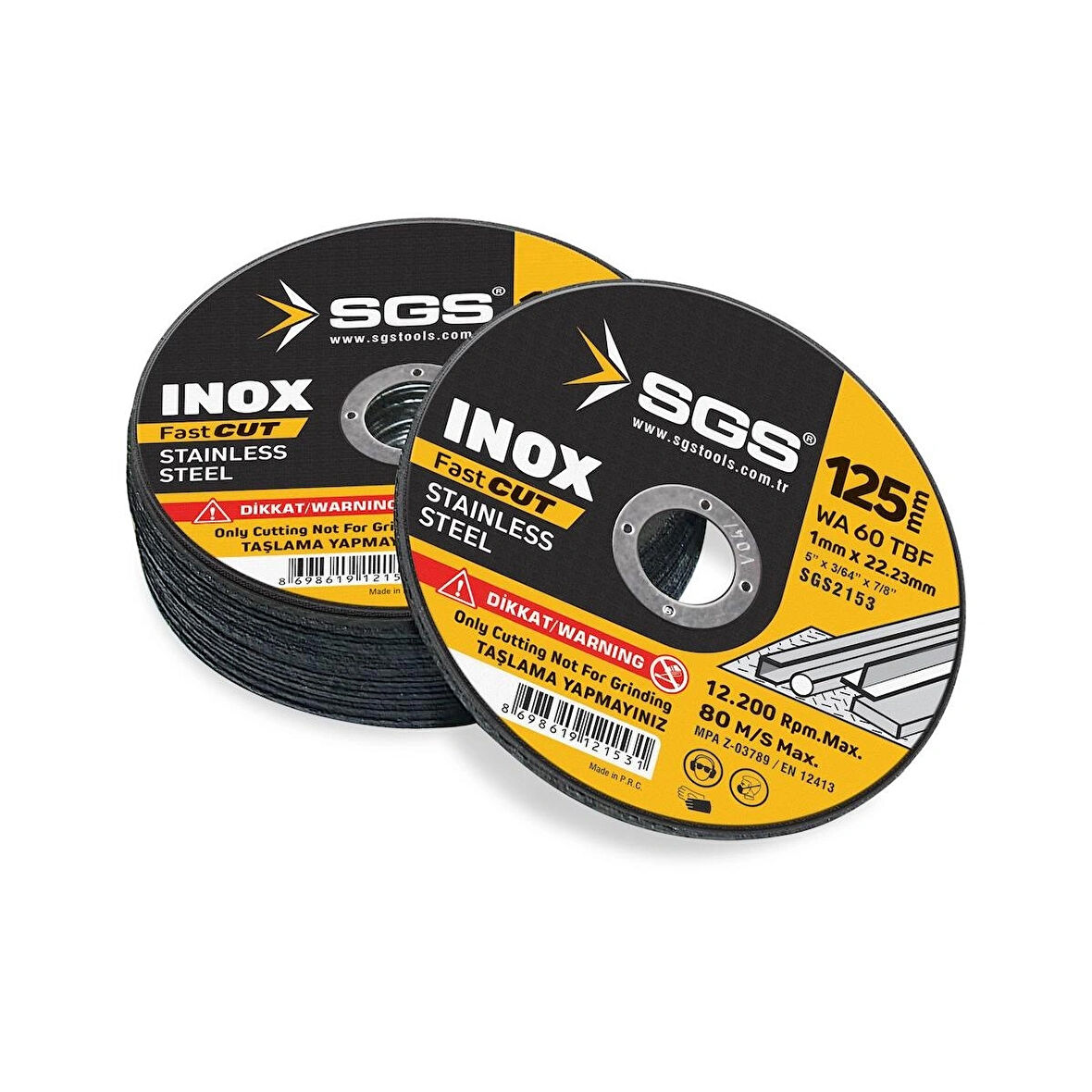 SGS INOX KESİCİ 125MM x 1.0MM x 22MM SGS2153 (10 Adet)