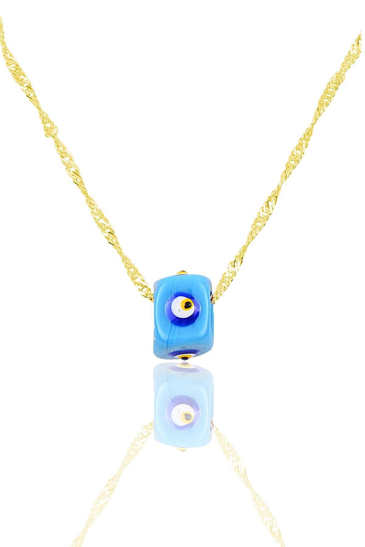 Gümüş singapur zincirli mineli turkuaz kolye