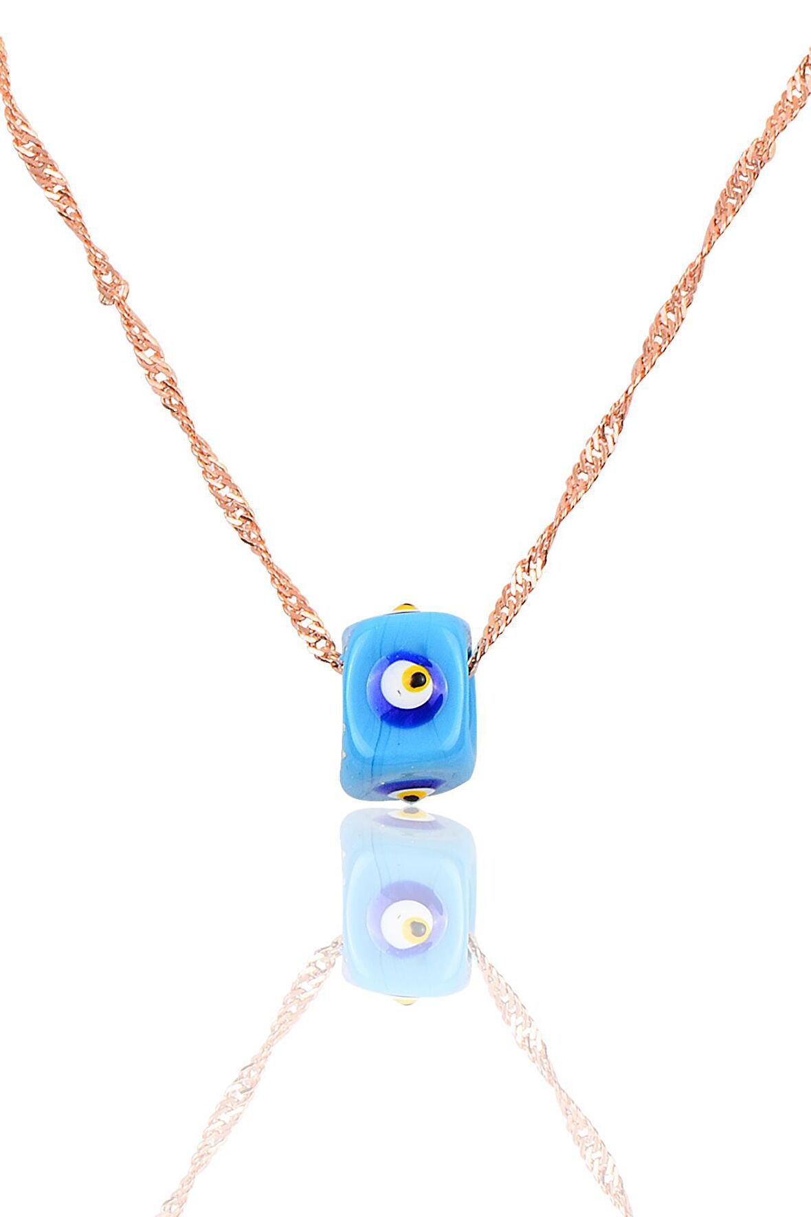 Gümüş singapur zincirli mineli turkuaz kolye