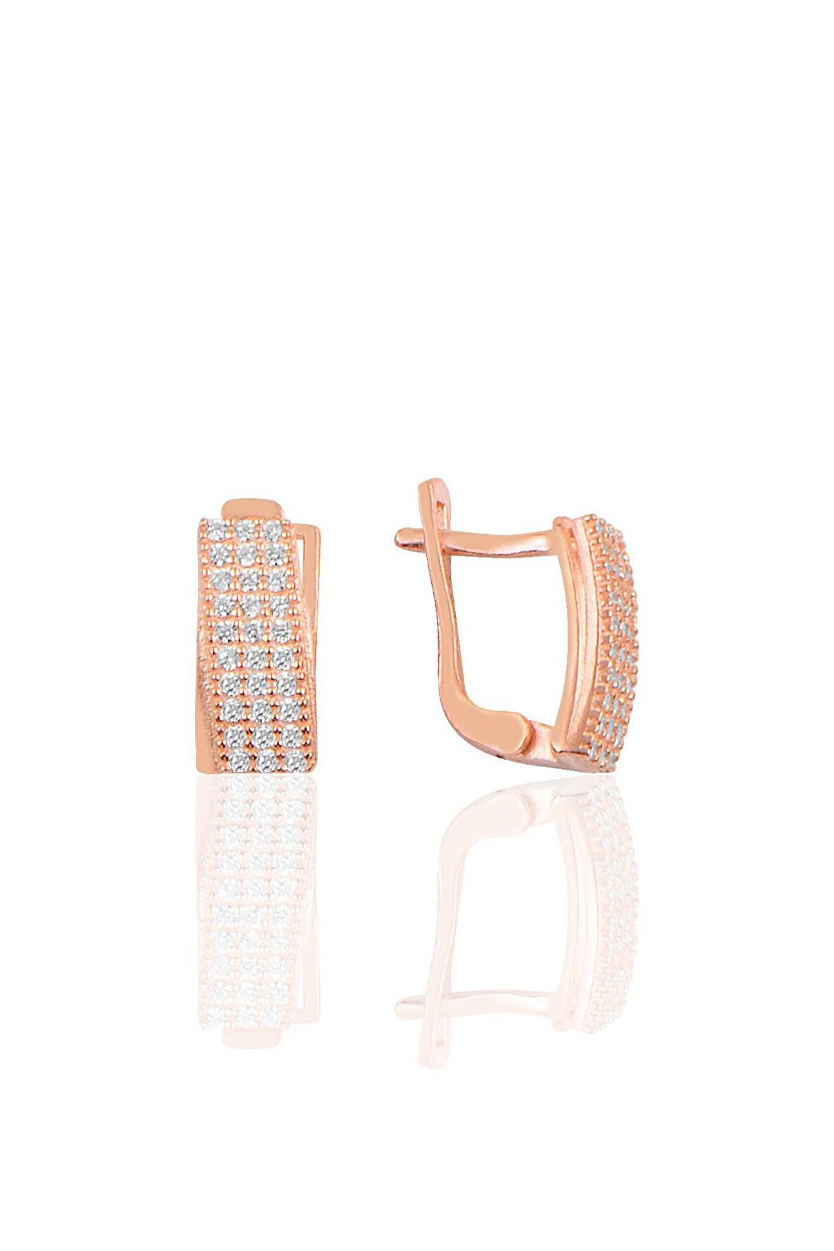 Gümüş zirkon taşlı j modeli küpe SGTL10065ROSE