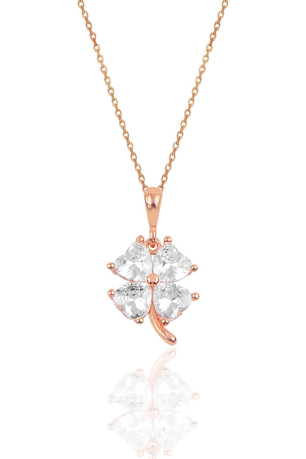 Gümüş zirkon taşlı yonca modeli kolye SGTL10088BEYAZ