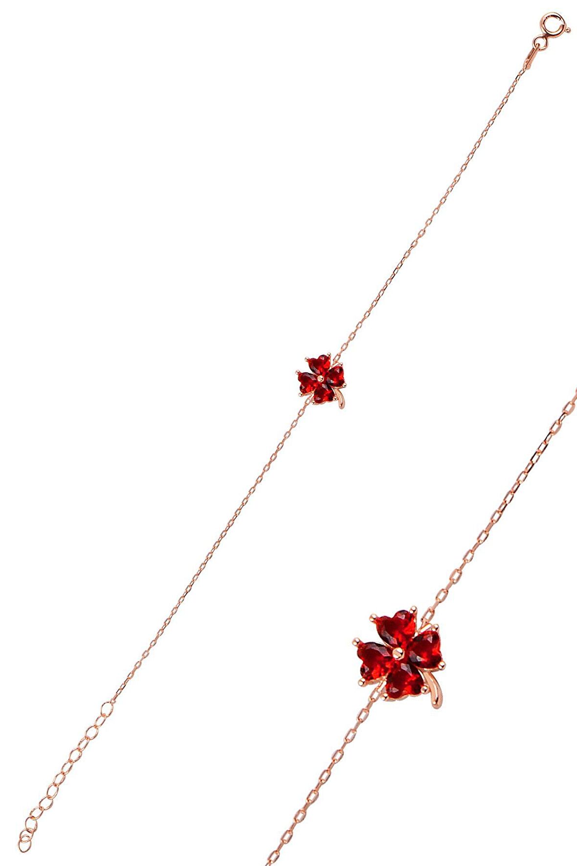 Gümüş lal renk taşlı yonca modeli bileklik SGTL10090LAL