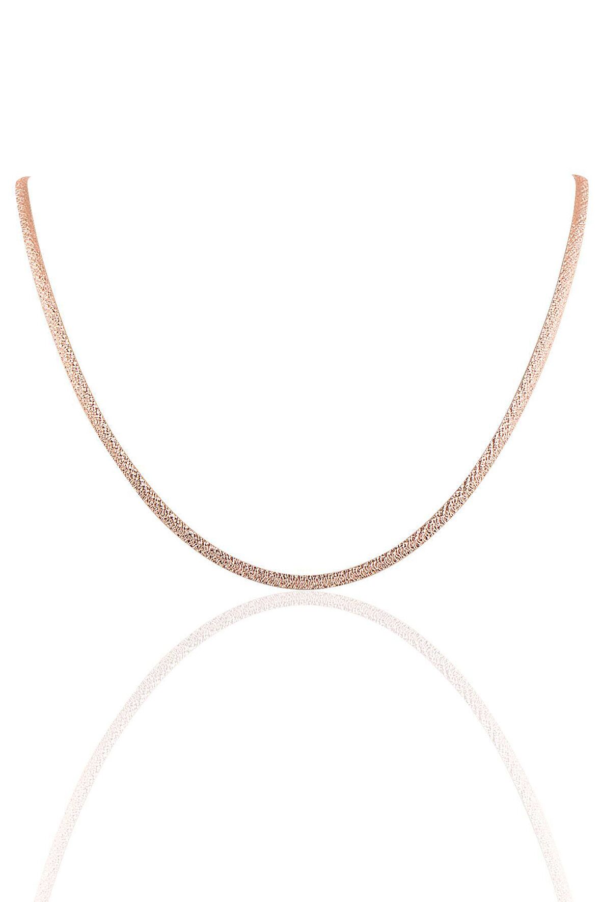 Gümüş rose desenli italyan yassı modeli kolye SGTL10099ROSE