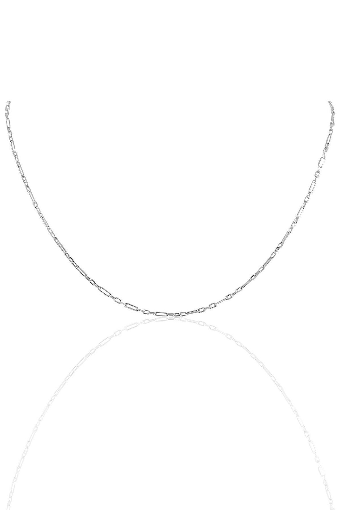 Gümüş 60 cm rodyumlu aralıklı figaro zincir SGTL10101RODAJ
