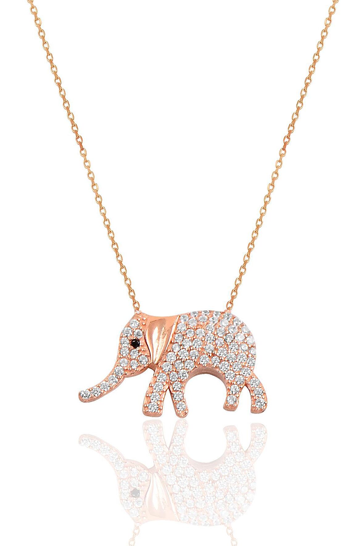 Gümüş zirkon taşlı fil modeli kolye
