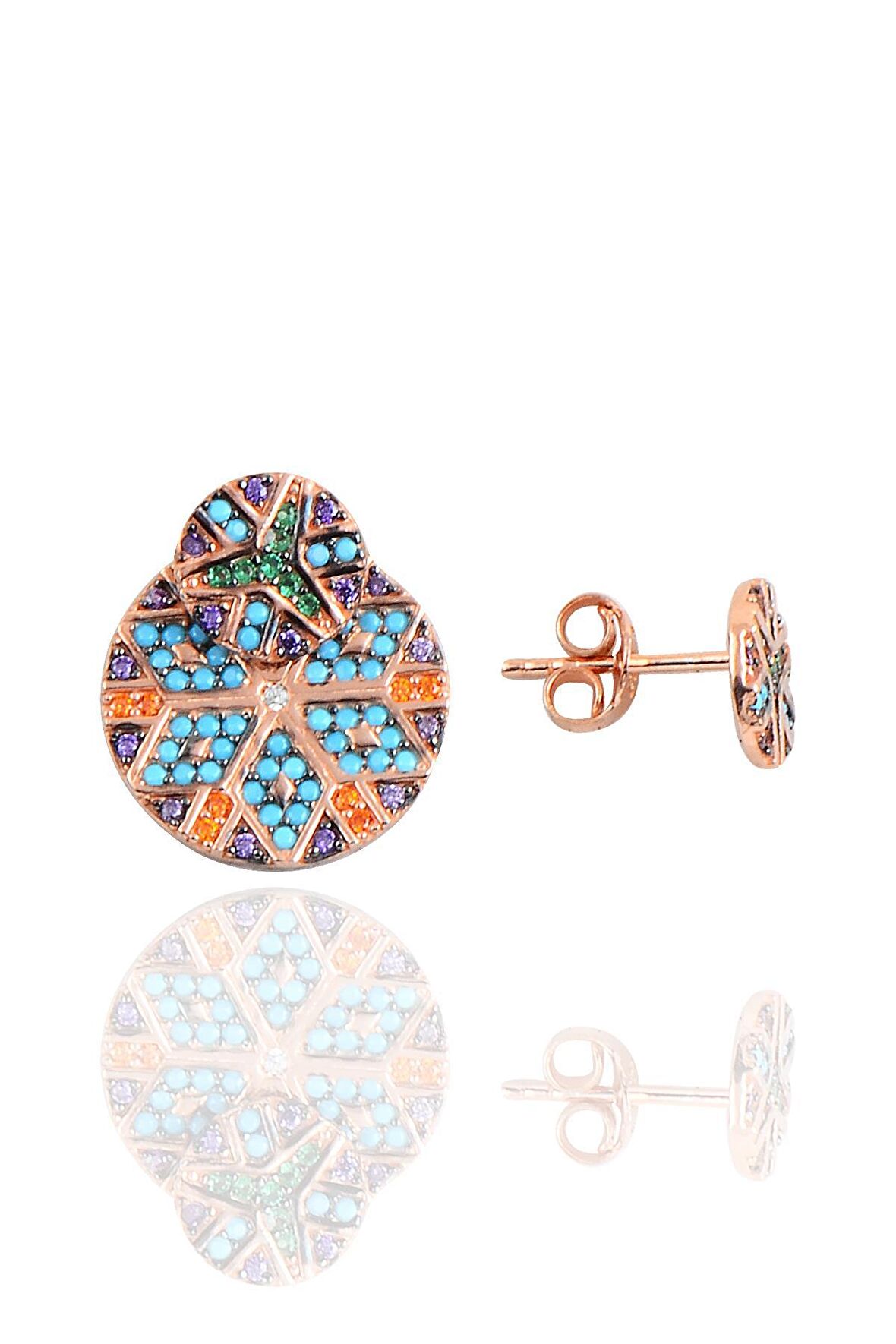 Gümüş rose tasarım kilim küpe