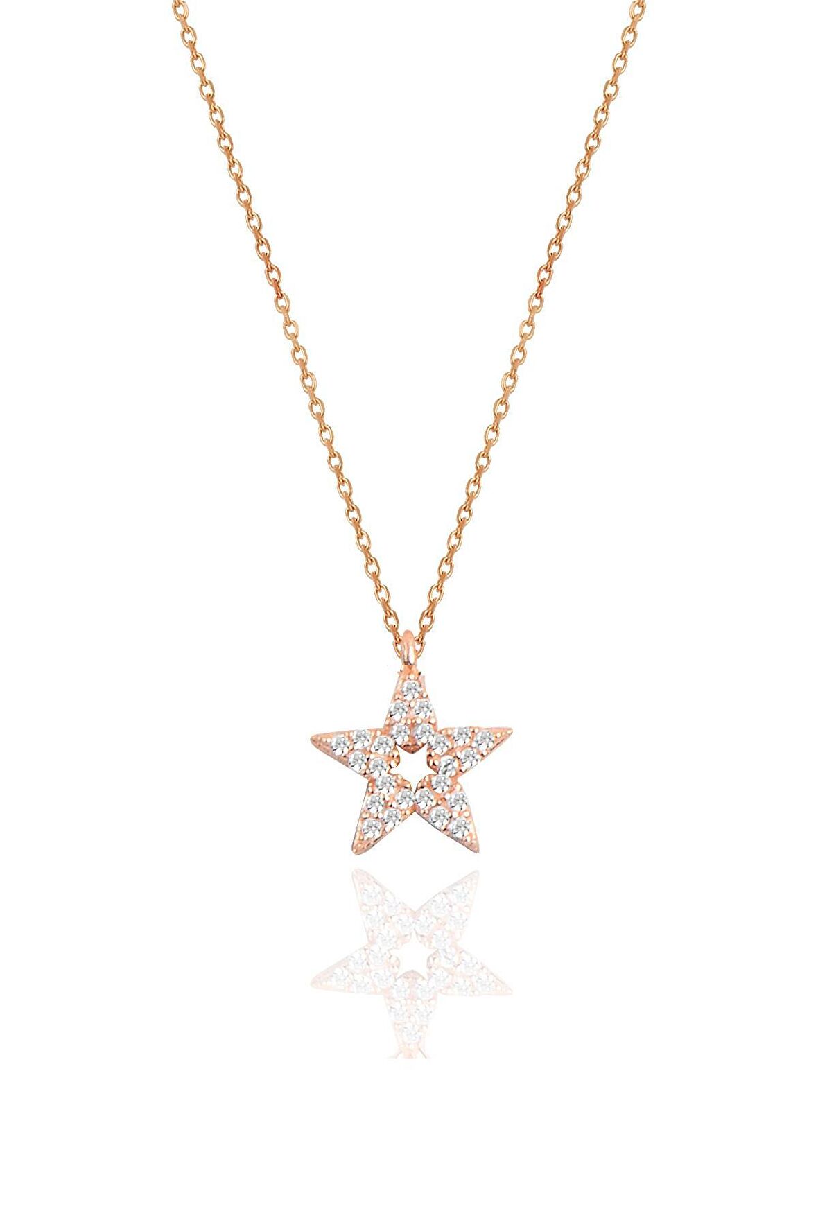 Gümüş rose zirkon taşlı lotus modeli kolye