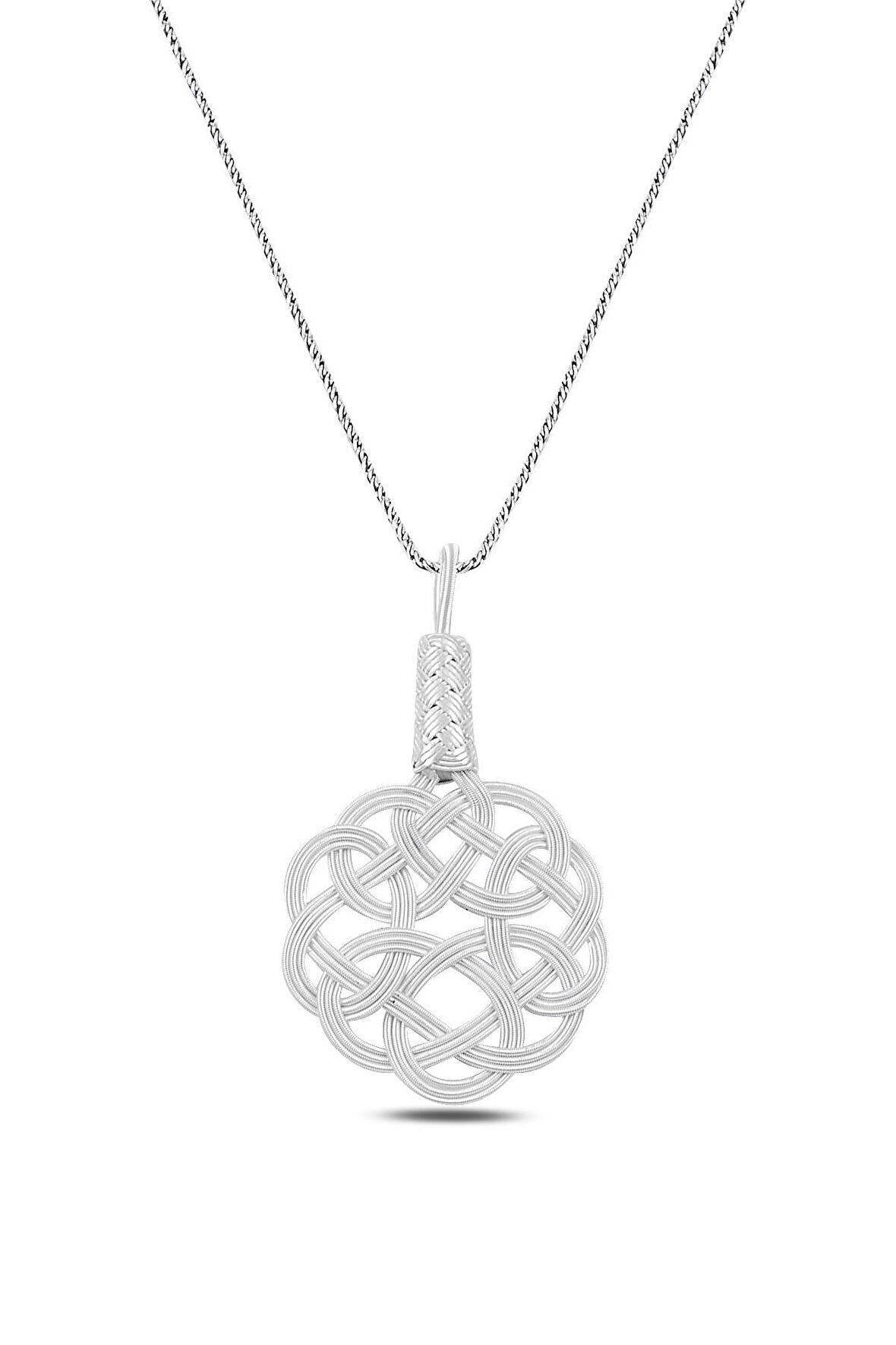 Gümüş beyaz kazaziye aşk düğümü kolye