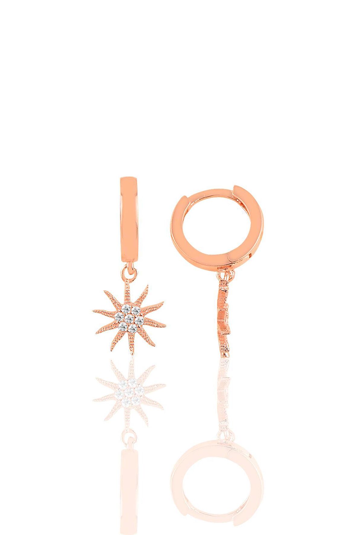 Gümüş   zirkon taşlı güneş küpe