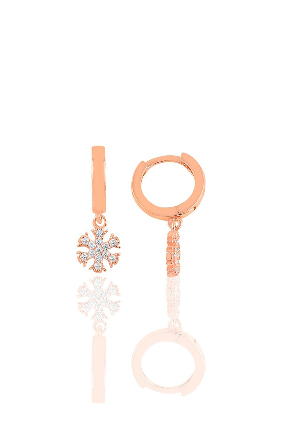 Gümüş zirkon taşlı kar tanesi küpe