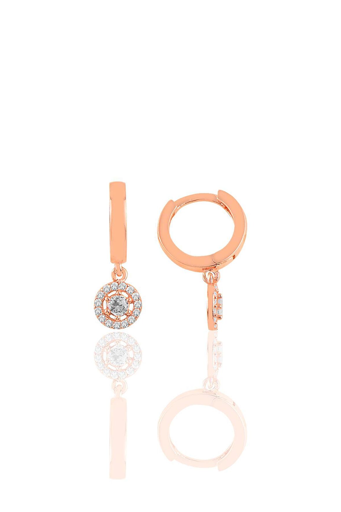 Gümüş  zirkon taşlı elmas montürlü küpe