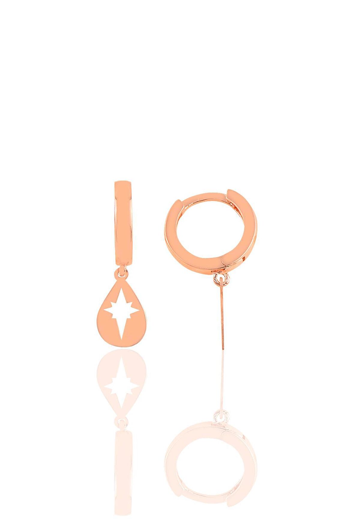 Gümüş damla modeli kutup yıldızı küpe