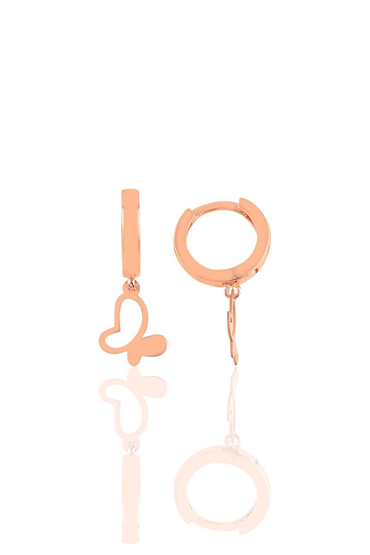 Gümüş rose kelebek küpe 