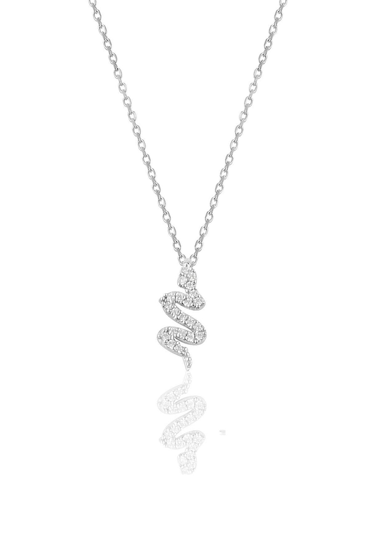 Gümüş  zirkon taşlı yılan kolye