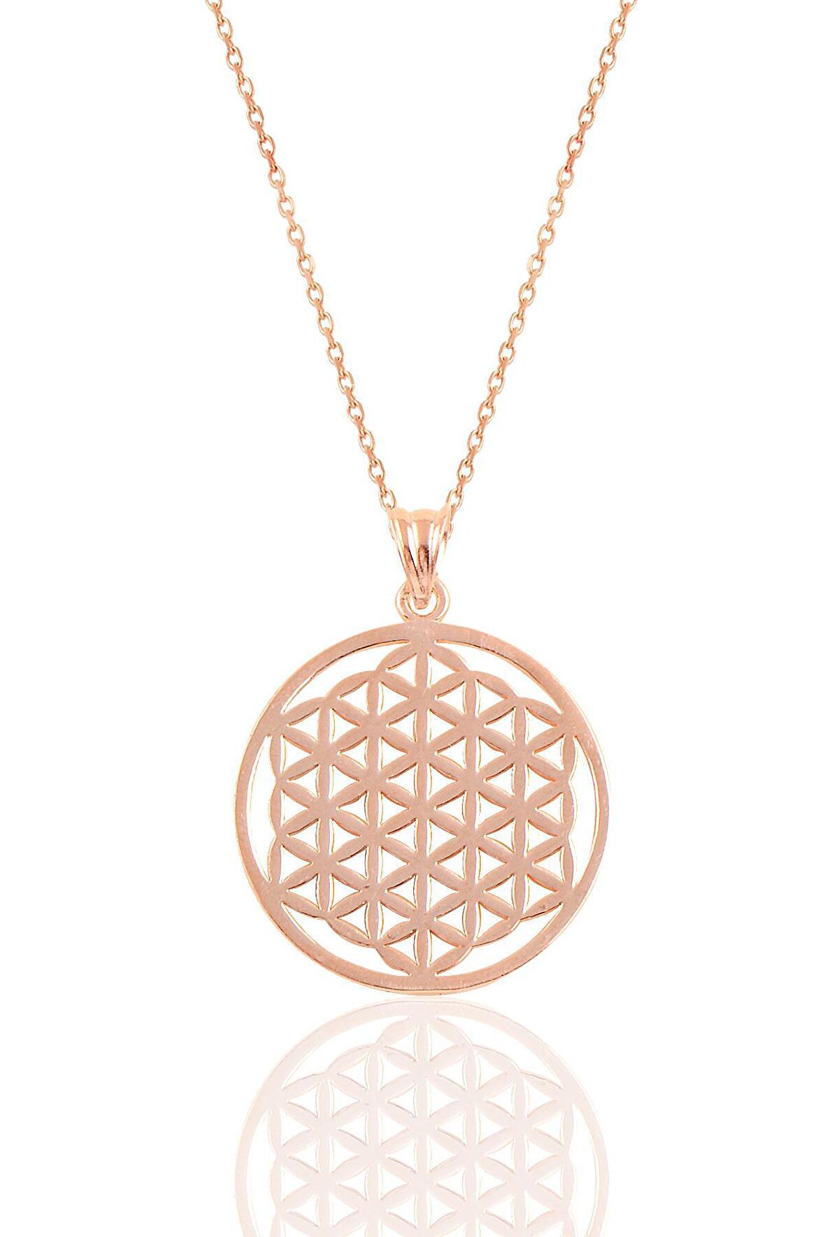 Gümüş rose yaşam çiçeği kolye