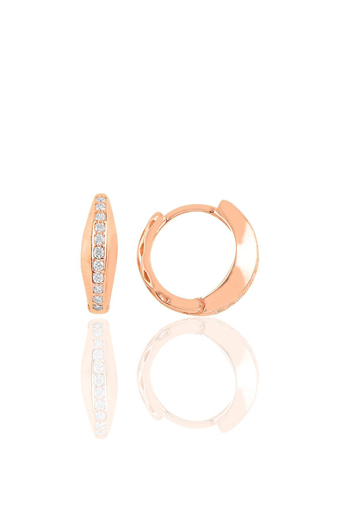 Gümüş rose modern tasarımlı halka küpe