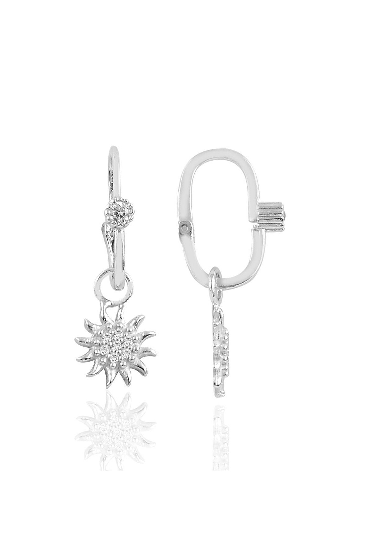 Gümüş rodyumlu  taşlı güneş göçmen küpe