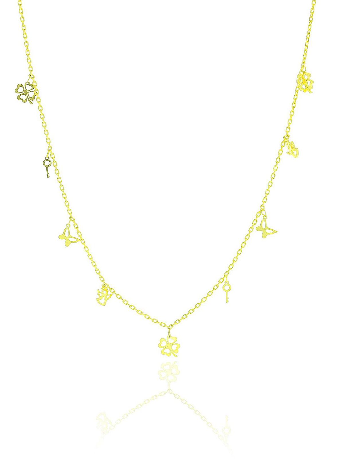 Gümüş altın yaldızlı kısmet şans kolyesi 