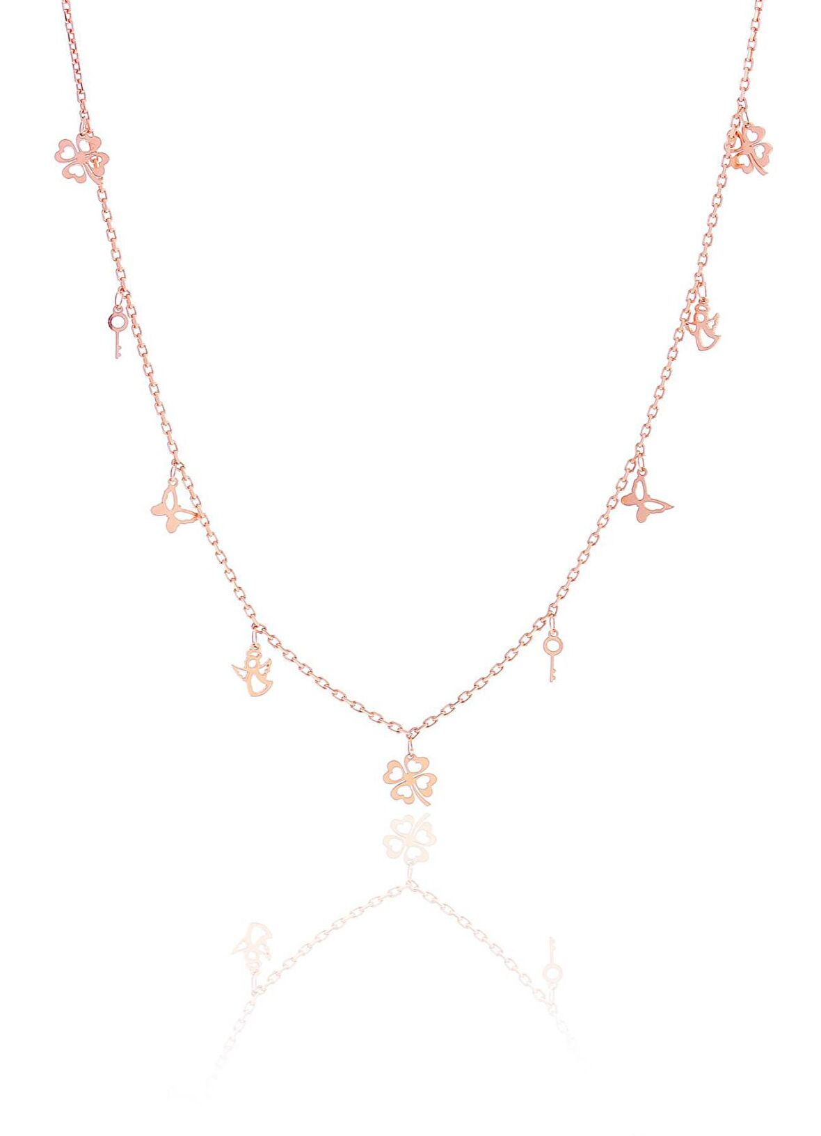 Gümüş rose kısmet şans kolyesi