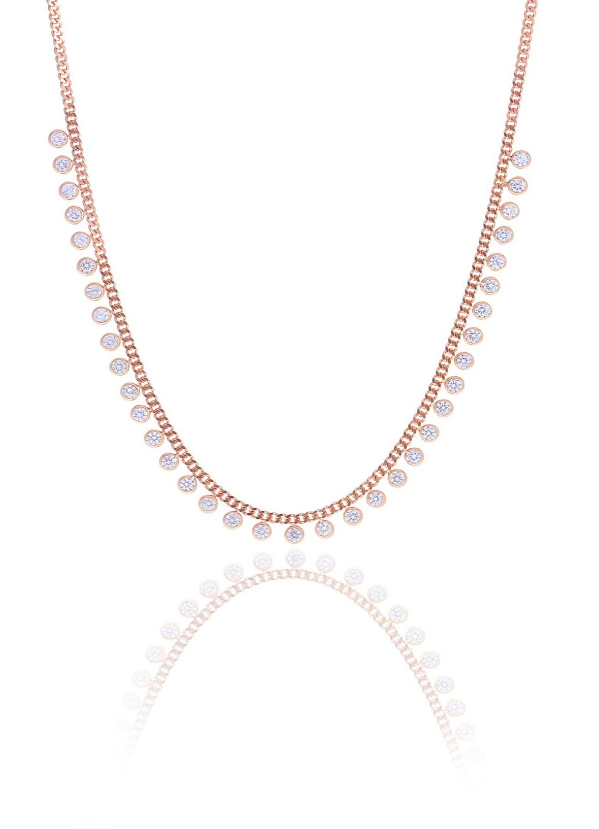 Gümüş rose zirkon taşlı  gurmet zincirli  kolye