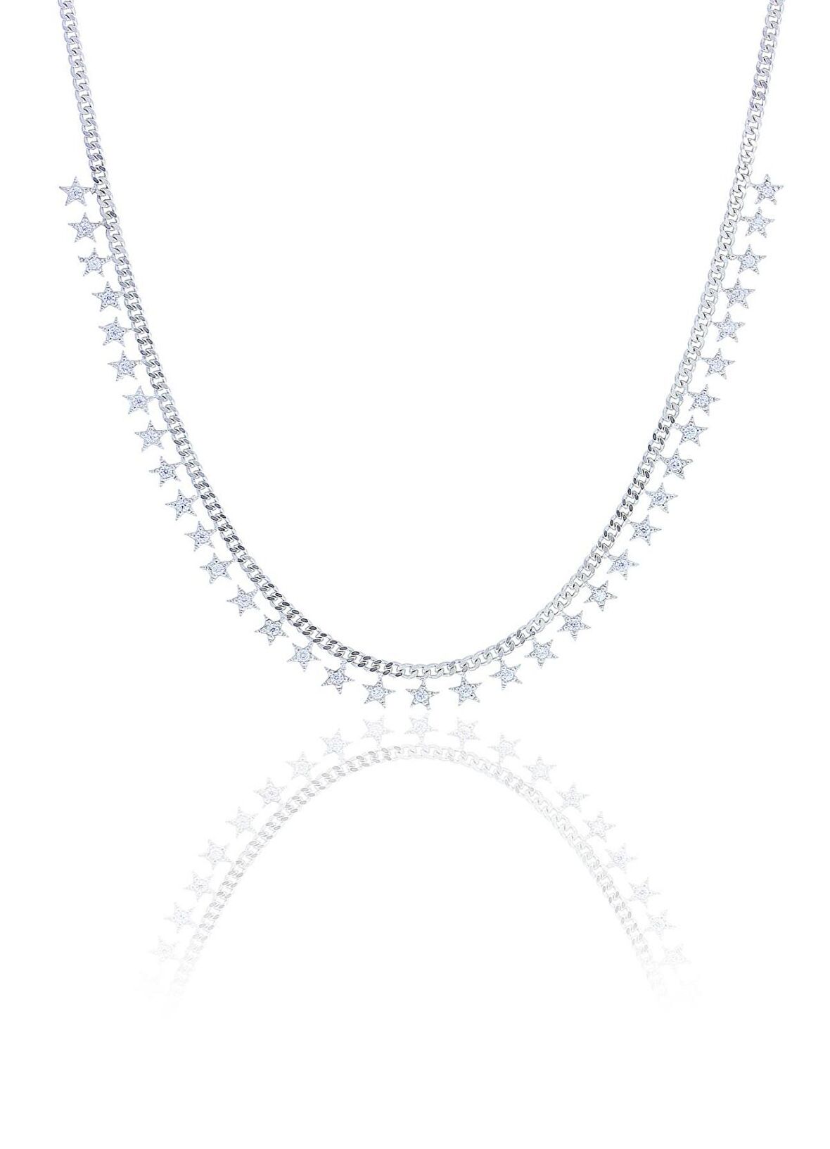 Gümüş royumlu zirkon taşlı gurmet zincirli yıldız kolye