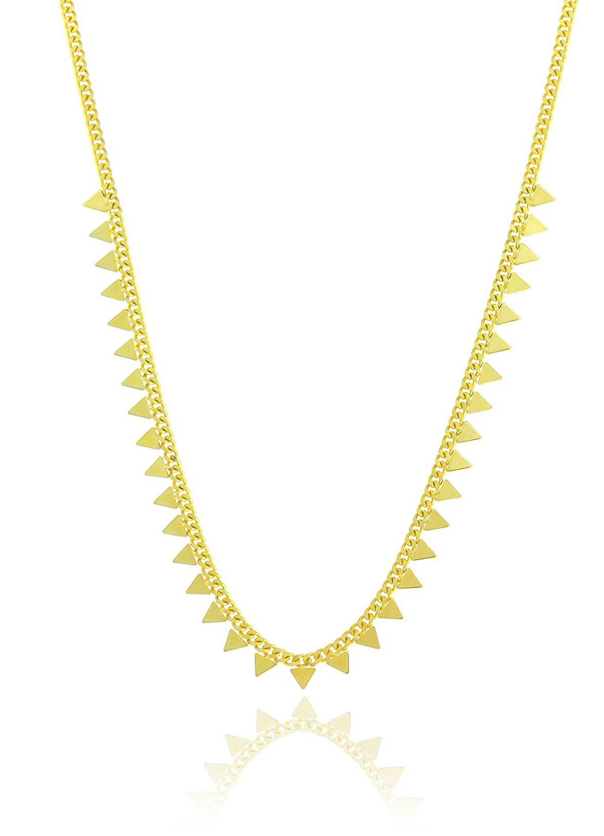 Gümüş altın yaldızlı  gurmet zincirli piramit kolye