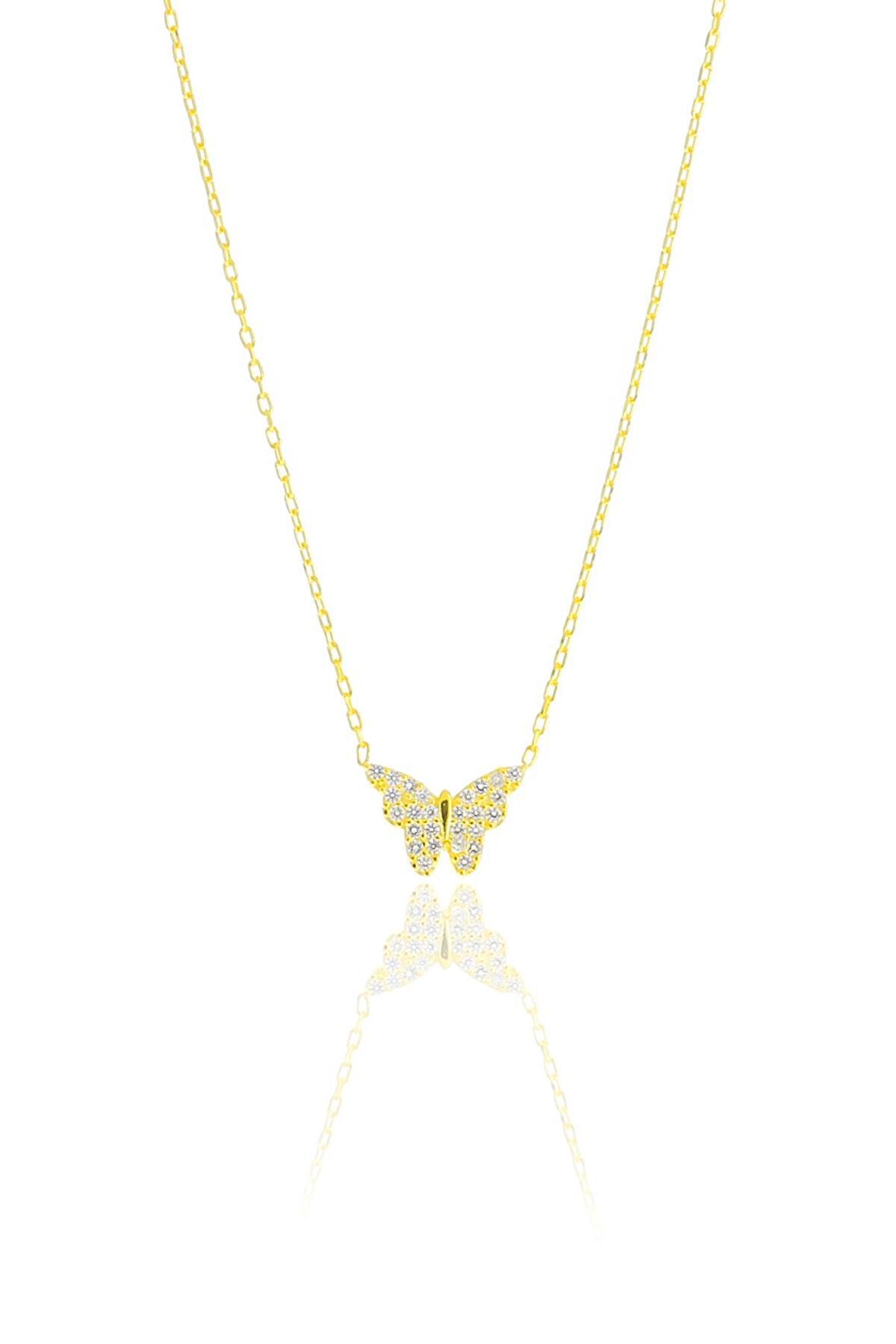 Gümüş altın yaldızlı kelebek kolye… 