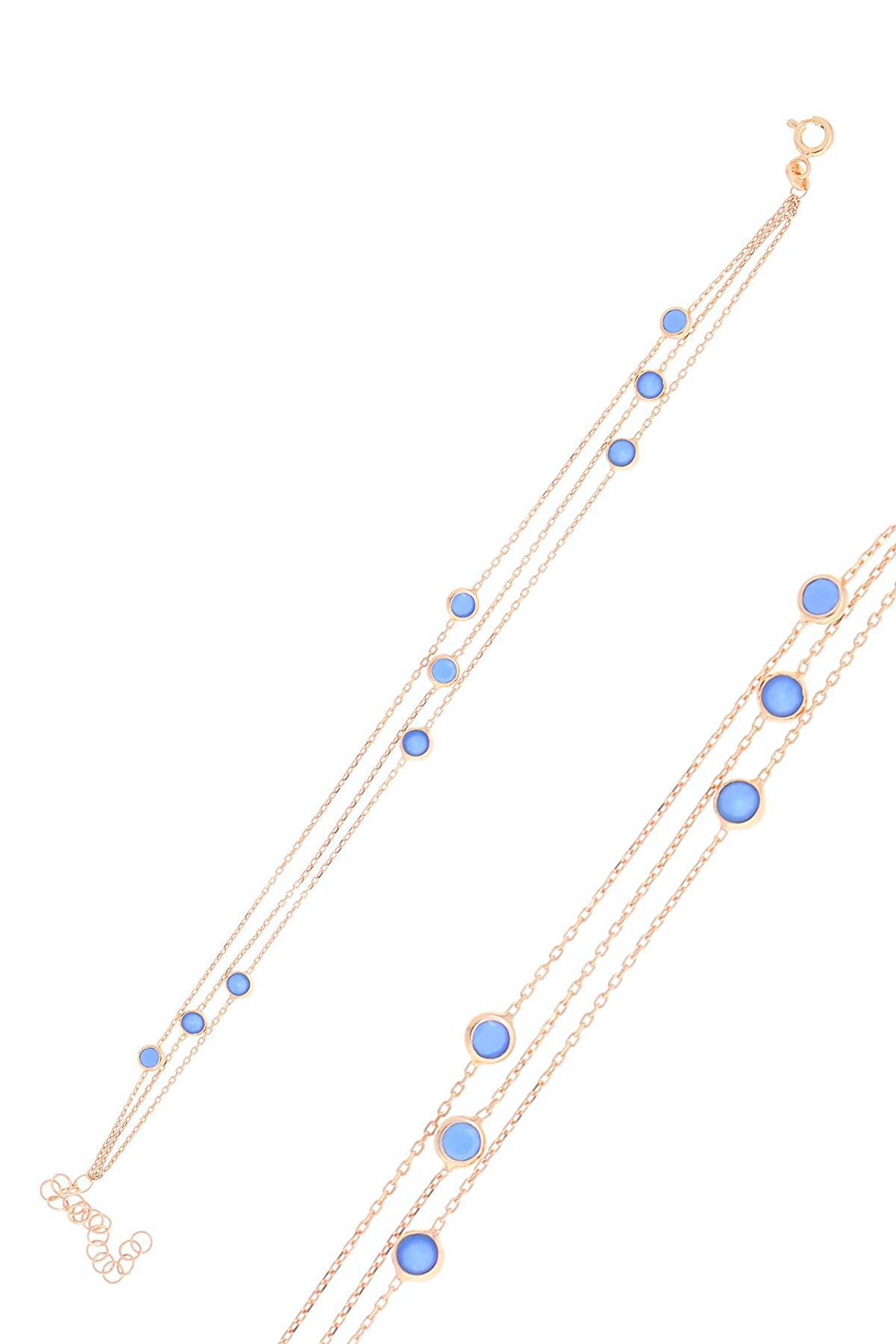 Gümüş rose turkuaz taşlı bileklik