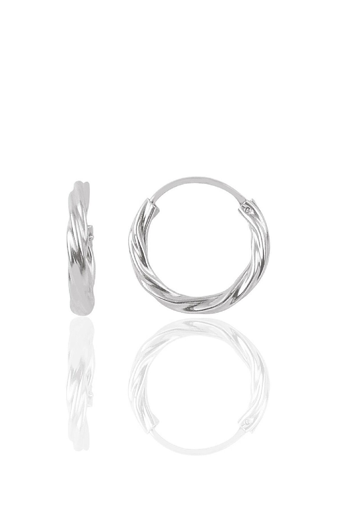 Gümüş rodyumlu 18  mm burgu halka küpe