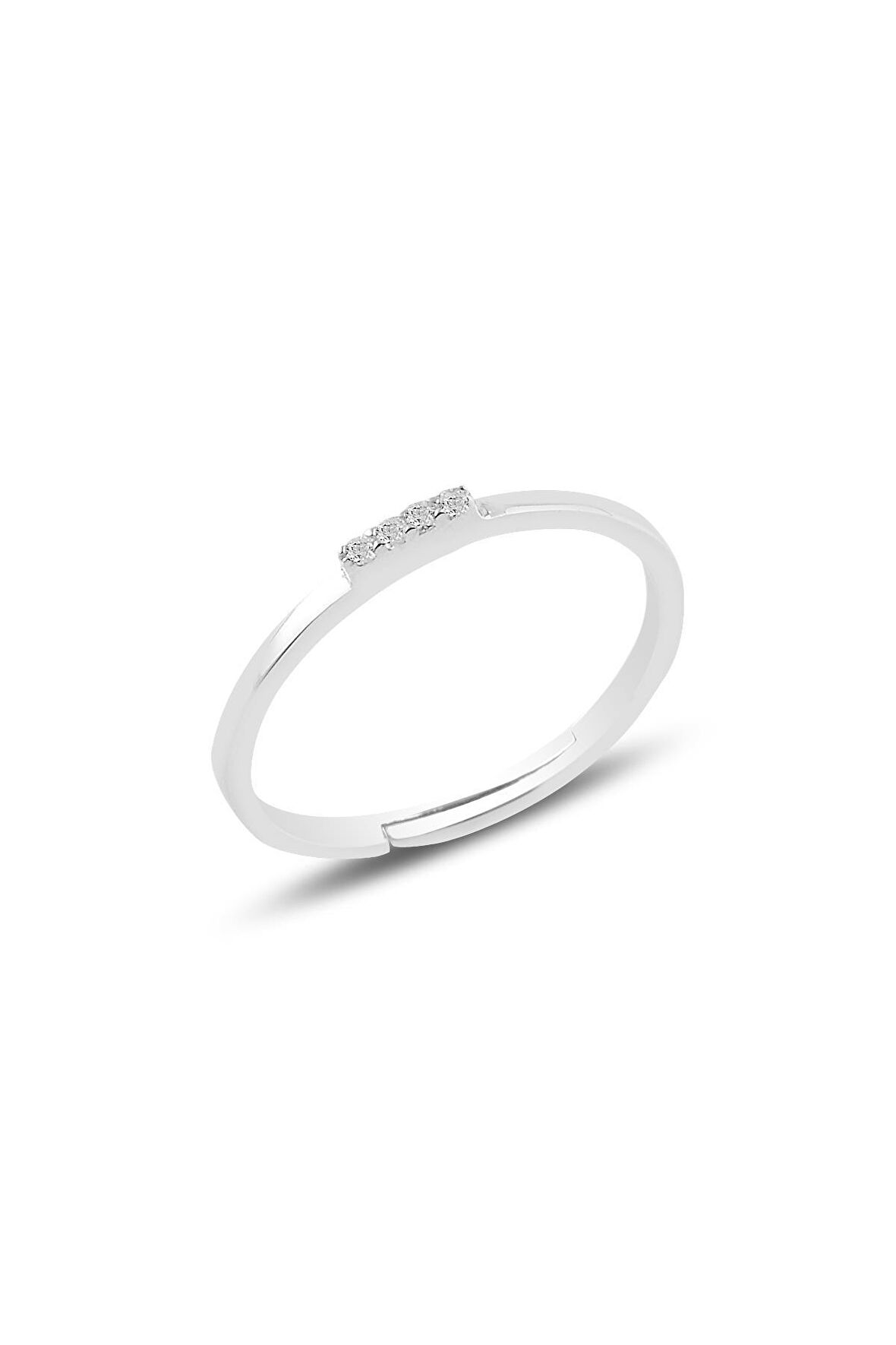 Gümüş rodyumlu zirkon taşlı ayarlamalı elegant gümüş yüzük