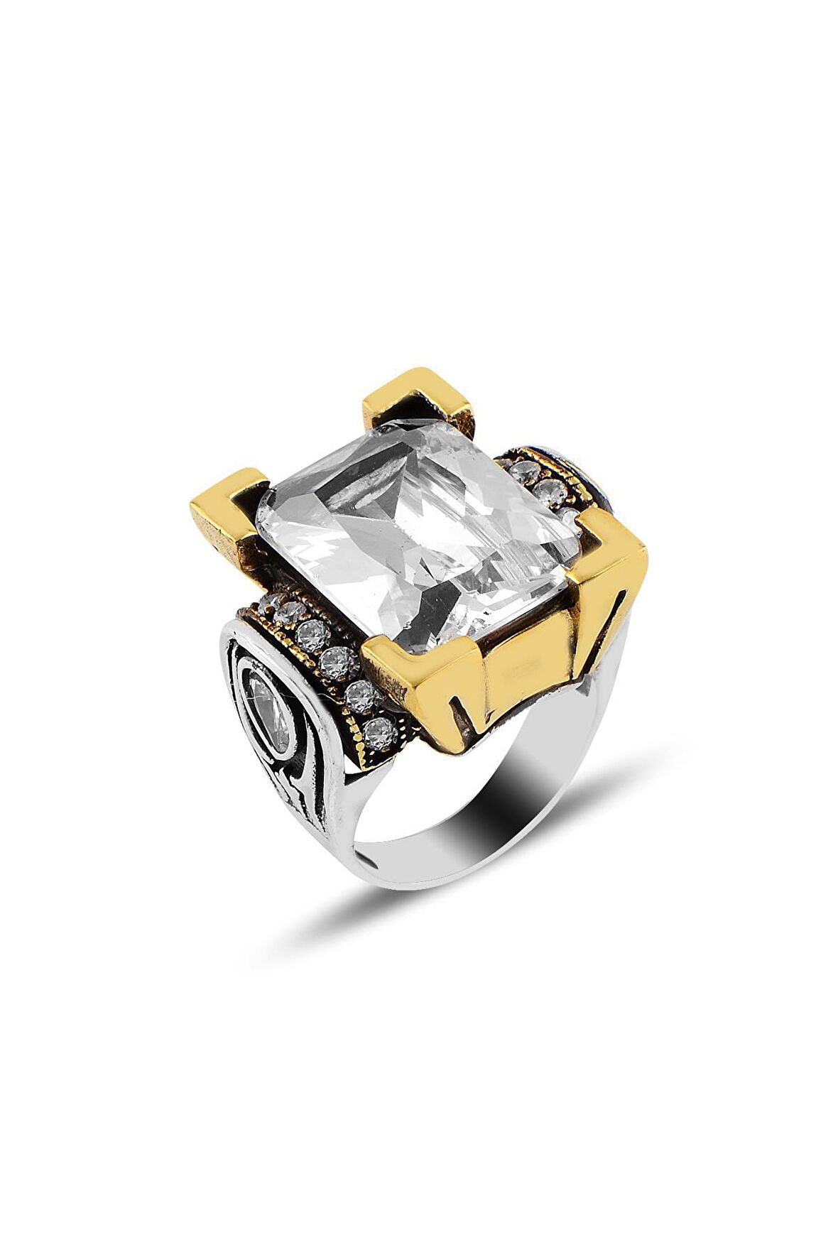 Gümüş zirkon taşlı otantik gümüş yüzük