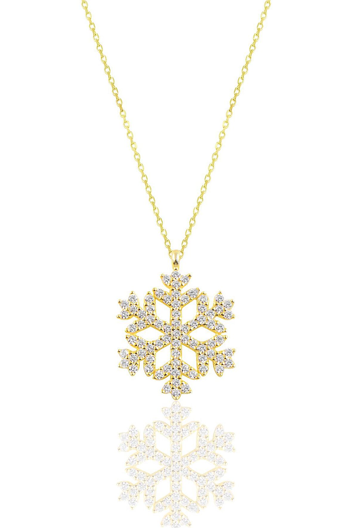 Gümüş altın yaldızlı gümüş kar tanesi kolye