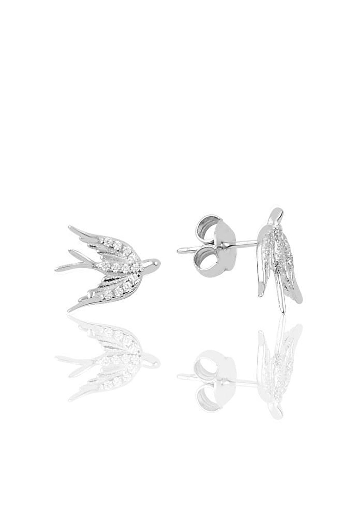 Gümüş rodyumlu Kırlangıç küpe