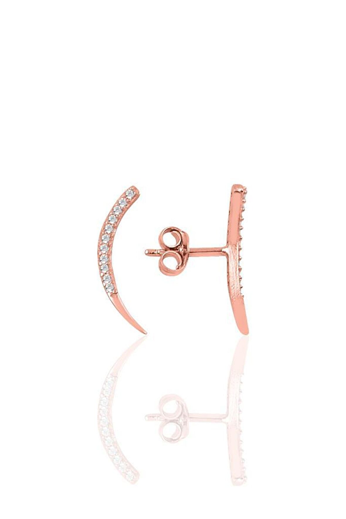 Gümüş rose zirkon taşlı Ay modeli küpe