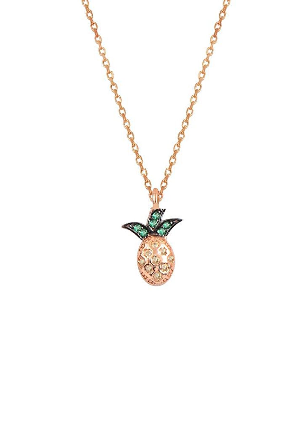 Gümüş rose zirkon taşlı ananas modeli kolye
