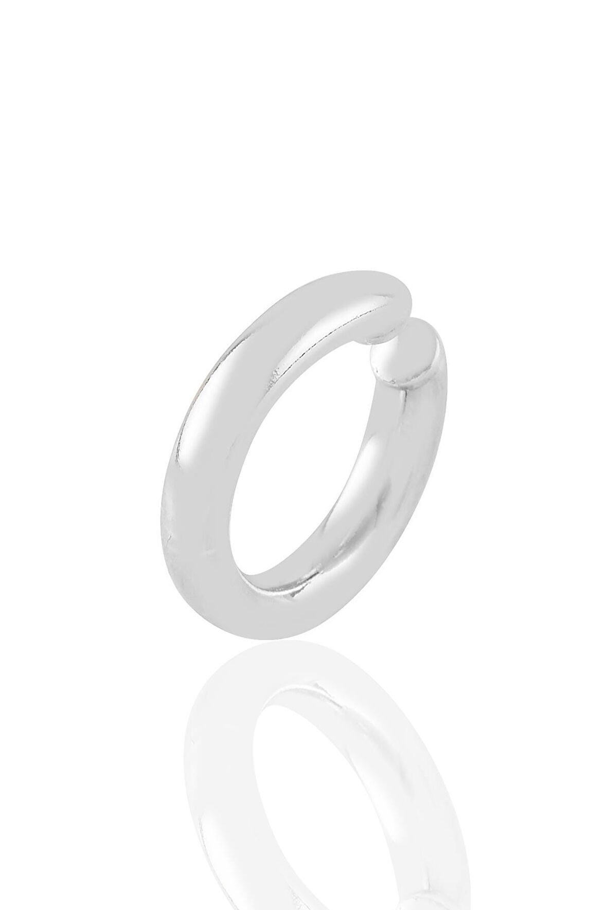 Gümüş rodyumlu sade sıkıştırmalı  kıkırdak küpe