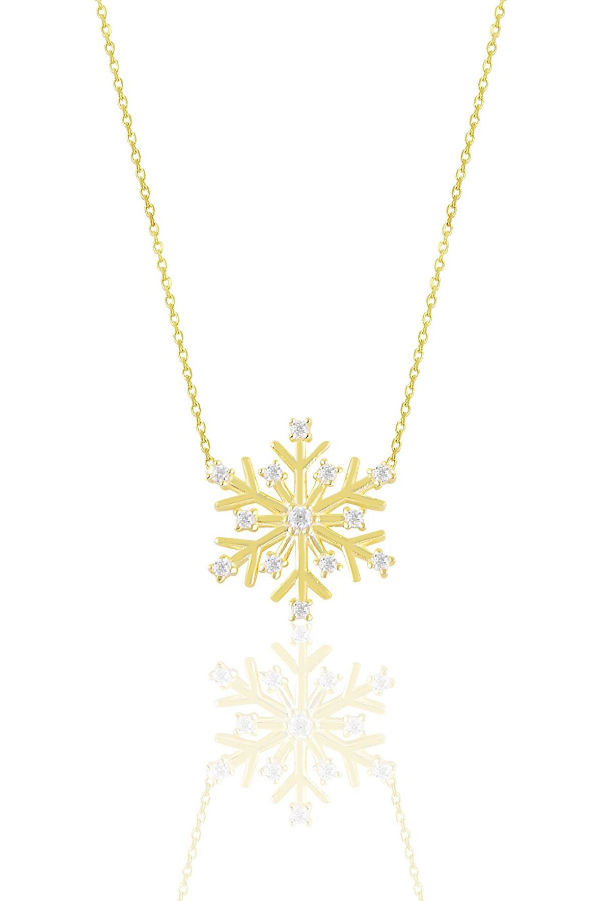 Gümüş altın yaldızlı zirkon taşlı kartanesi kolye