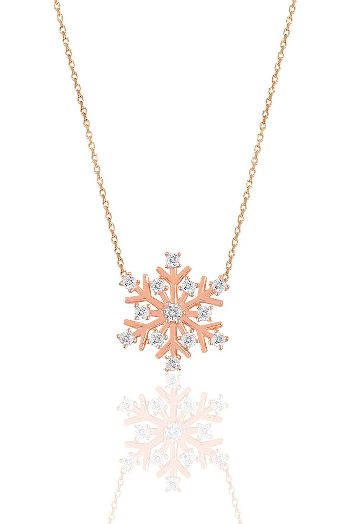 Gümüş rose zirkon taşlı kartanesi kolye