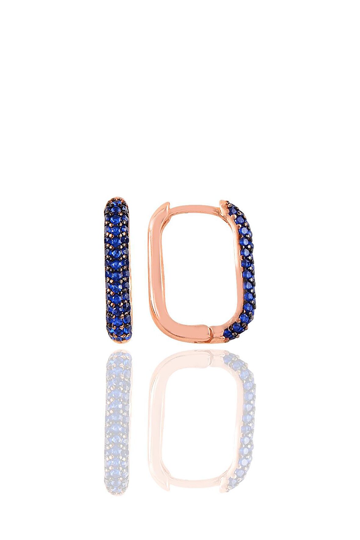 Gümüş rose safir taşlı trend küpe.