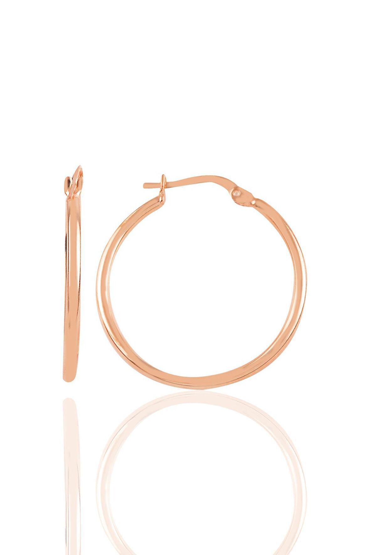 Gümüş rose 29 mm şarnel halka küpe