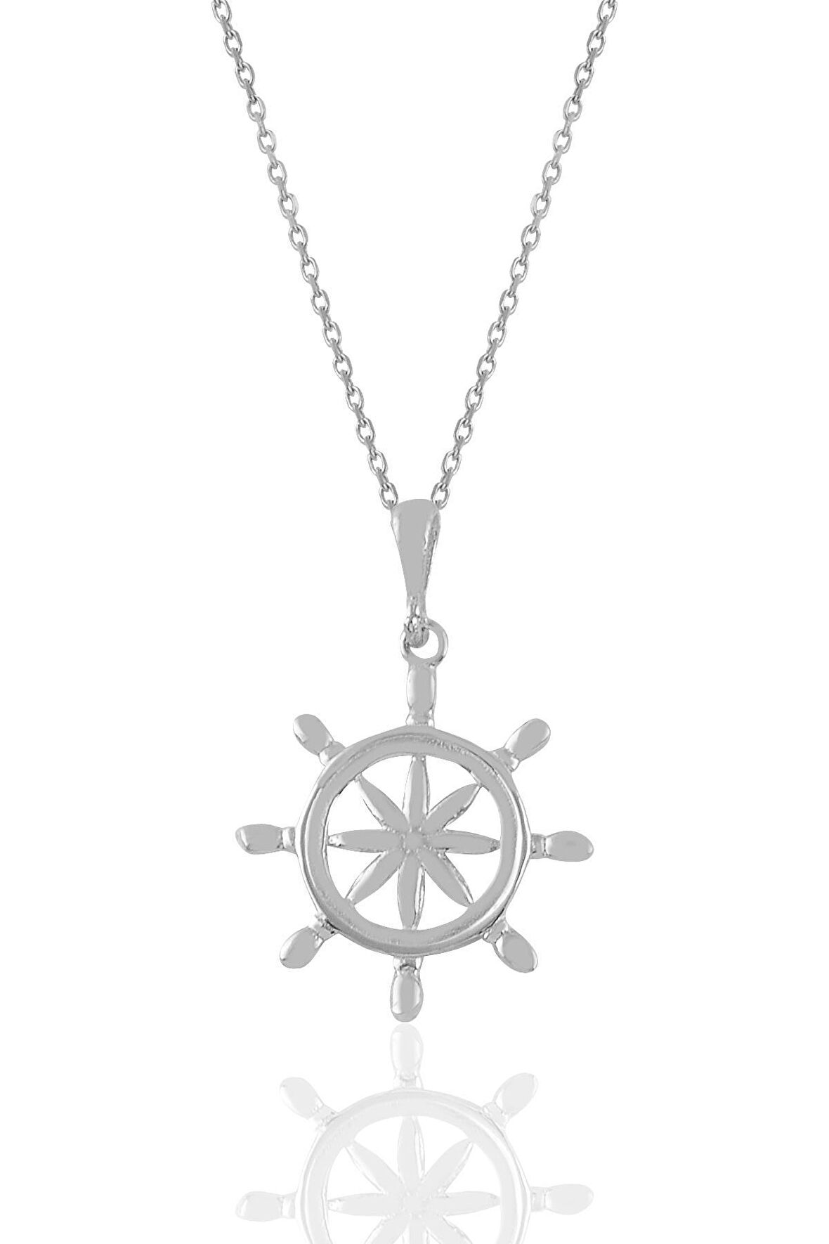 Gümüş rodyumlu dümen kolye