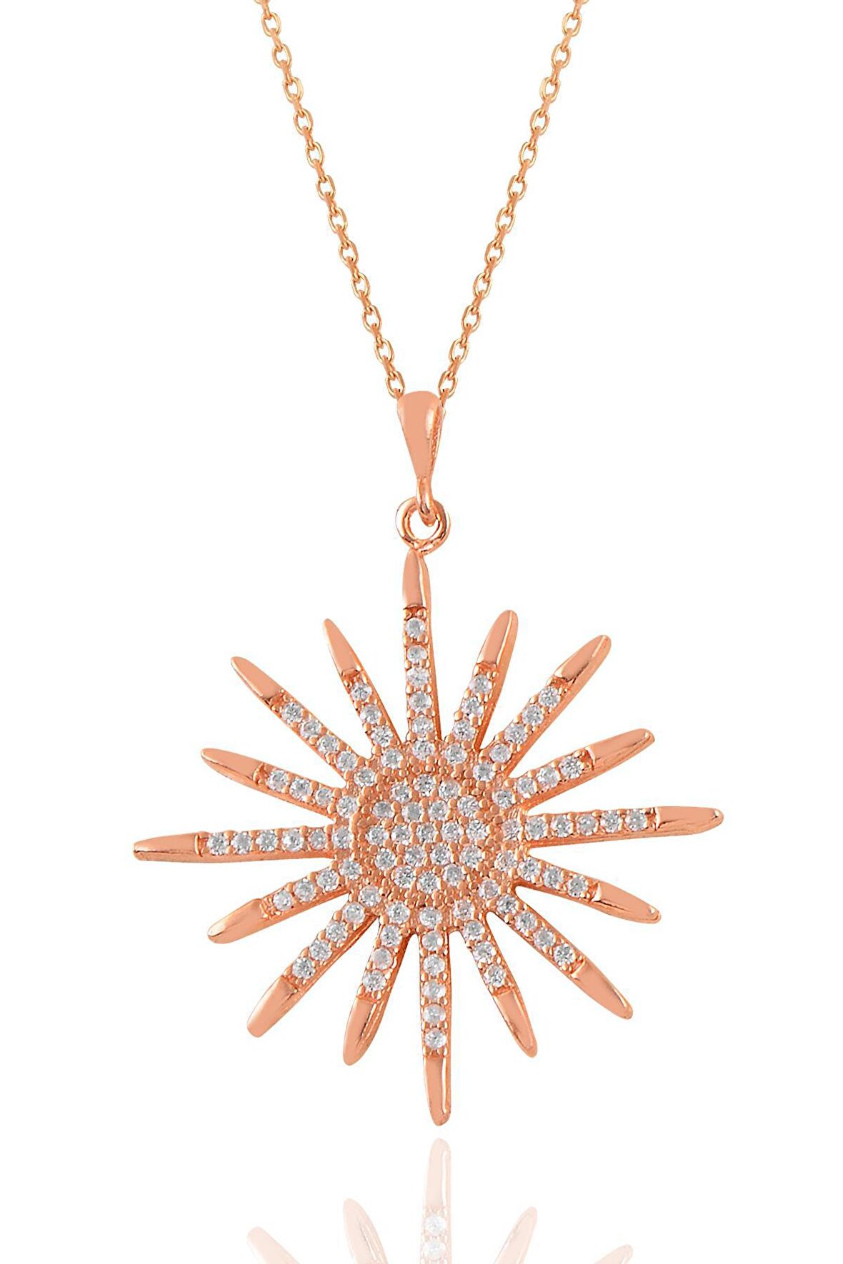 Gümüş rose zirkon taşlı sunlight kolye
