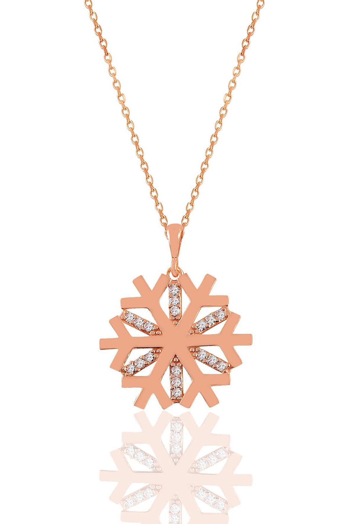 Gümüş rose zirkon taşlı sade kartanesi kolye