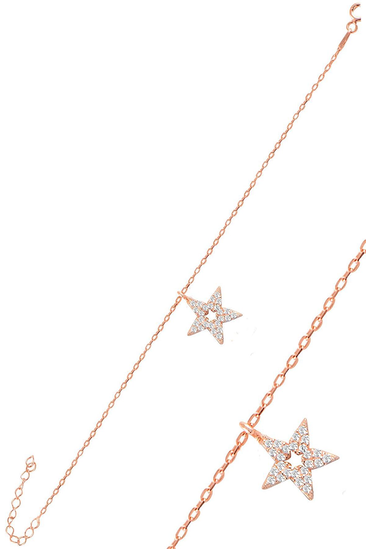 Gümüş rose zirkon taşlı lotus bileklik