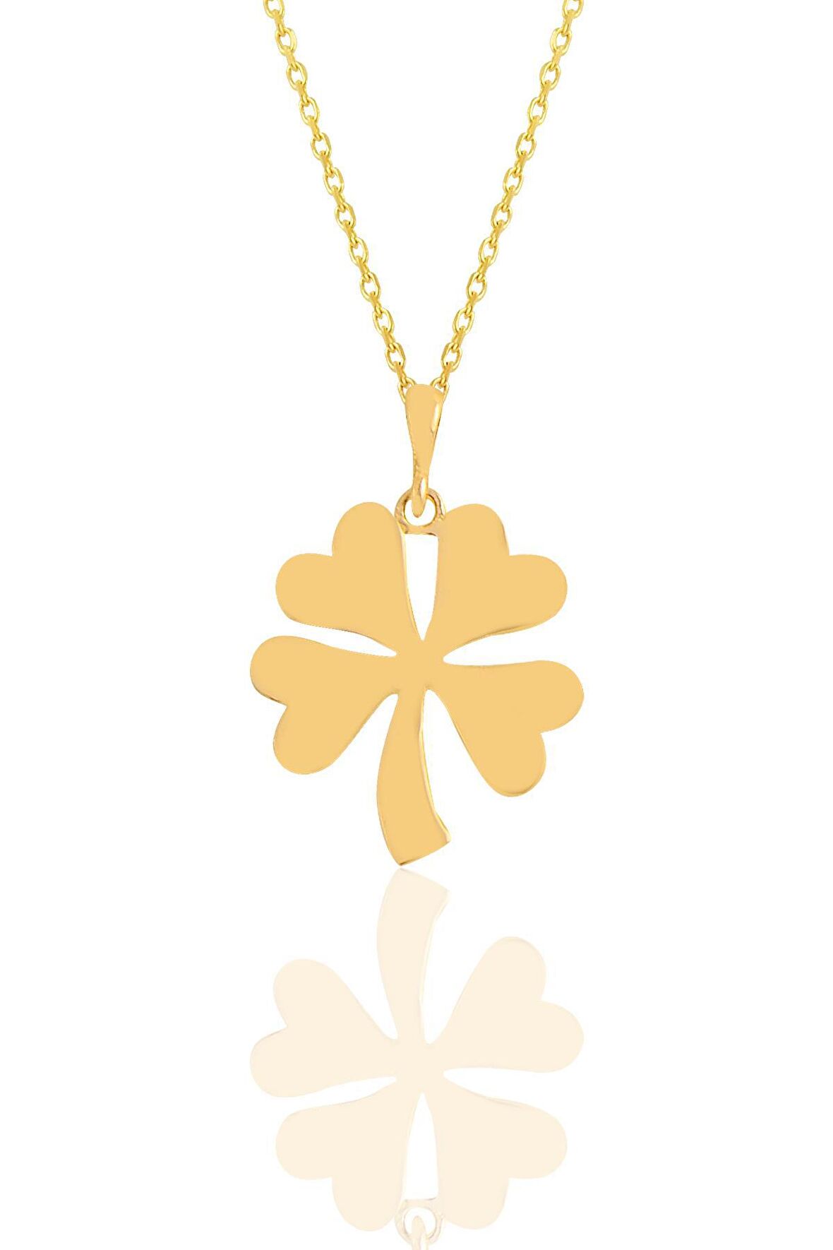 Gümüş altın yaldızlı dört yapraklı yonca kolye