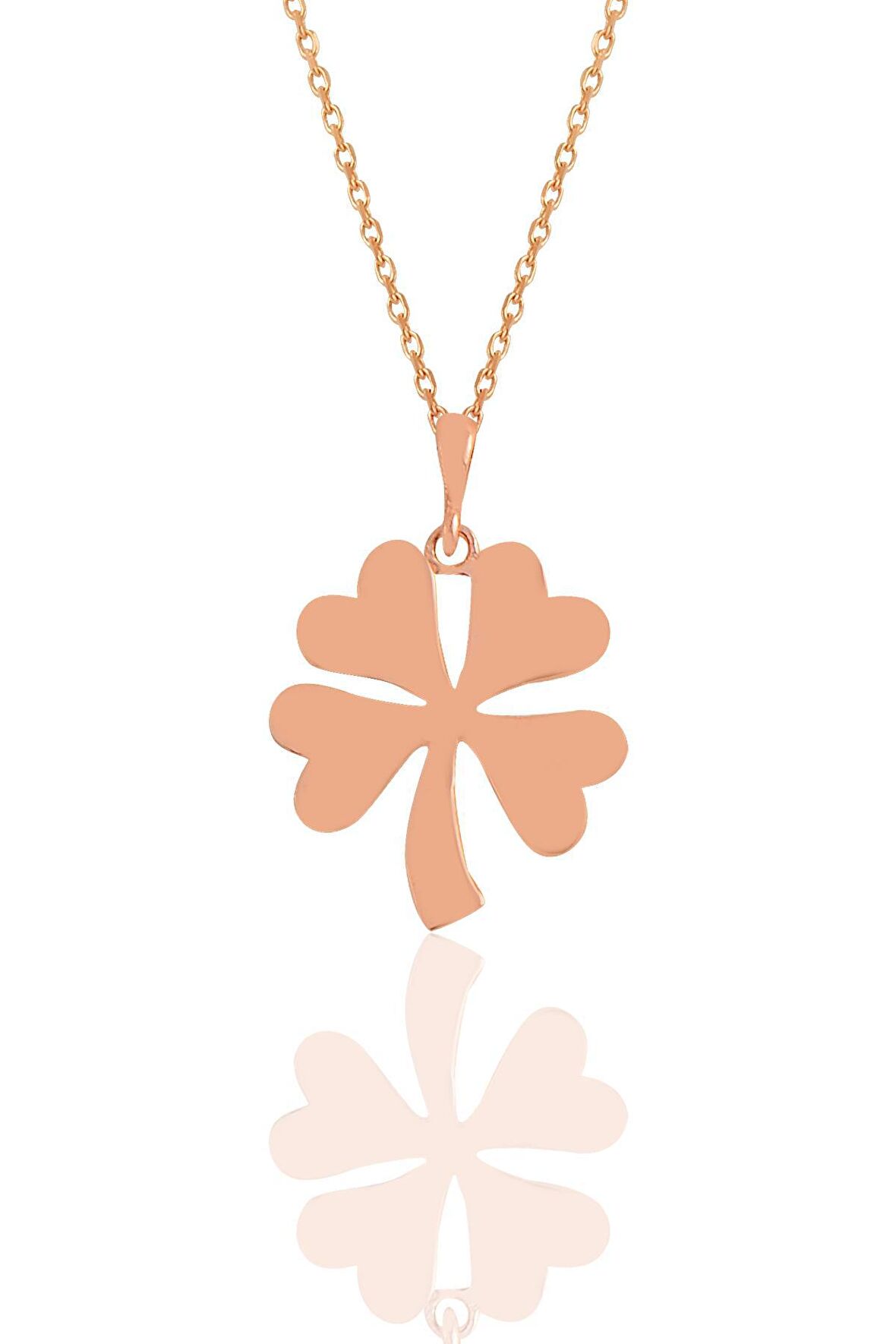 Gümüş rose dört yapraklı yonca kolye