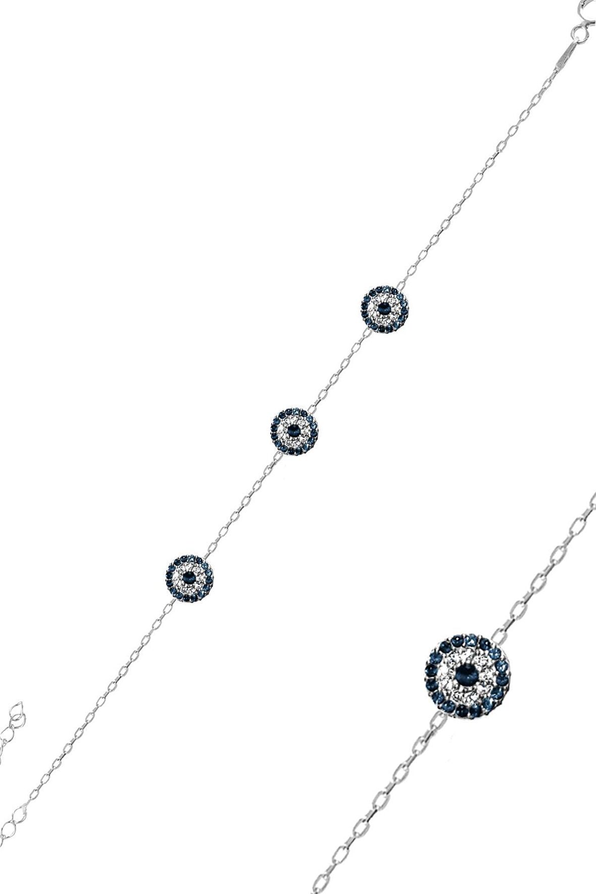 Gümüş rodyumlu zirkon taşlı nazar bileklik 